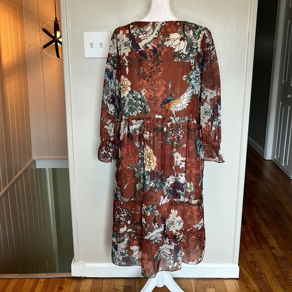 Anthropologie Hemant & Nandita Zeri Tiered Floral Ruffle Dress Size 10 - Picture 9 of 15